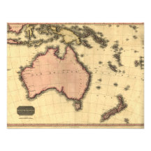 1818 Australasia  Map - Australia, New Zealand Invitation