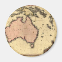 1818 Australasia  Map - Australia, New Zealand Magnets