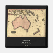 1818 Australasia Map - Australia, New Zealand Refrigerator Magnet