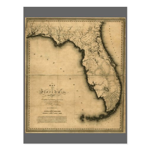 1823 Map of Florida Post Card