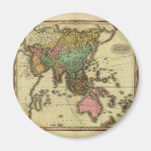1825 Map of Asia by Henry Tanner Fridge Magnet