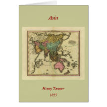 1825 Map of Asia by Henry Tanner Greeting Cards