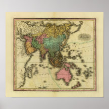 1825 Map of Asia by Henry Tanner Poster