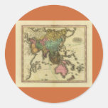 1825 Map of Asia by Henry Tanner Round Stickers