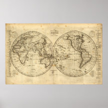 1840 Map of the World Posters