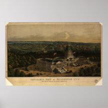 1856 Washington DC Birds Eye View Panoramic Map Posters