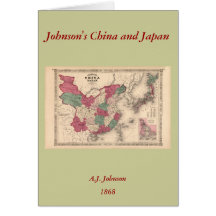 1868 Map - Johnson's China and Japan Greeting Cards