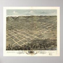 1869 Boscobel, WI Birds Eye View Panoramic Map Poster