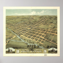 1870 Mount Vernon, OH Birds Eye Panoramic Map Poster
