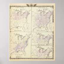 1870 United States census maps Posters