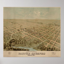 1871 Baxter Springs, KS Birds Eye Panoramic Map Print
