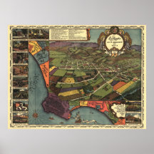 1871 Panoramic Map of Los Angeles California Poster