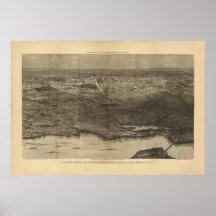 1874 Saratoga Springs, NY Birds Eye Panoramic Map Poster