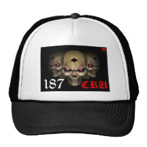 187 cru custom white & black skulls hat