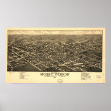 1881 Mount Vernon, IL Birds Eye View Panoramic Map Posters