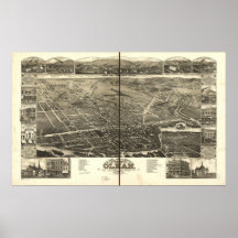 1882 Olean, NY Birds Eye View Panoramic Map Print