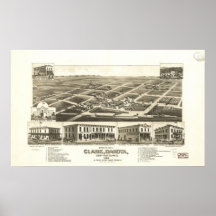 1883 Clark, SD Birds Eye View Panoramic Map Poster