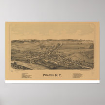 1890 Poland, NY Birds Eye View Panoramic Map Poster