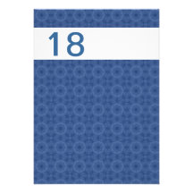 18 Birthday Party Blue and White Geometric W1087 Personalized Invitations