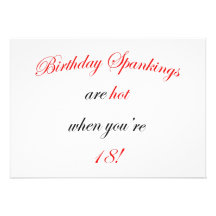 18 Birthday Spankings Custom Announcements