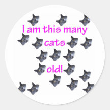 18 Cat Heads Old Round Sticker