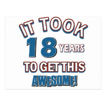 18 year old birthday designs postcard