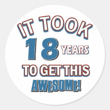 18 year old birthday designs round stickers