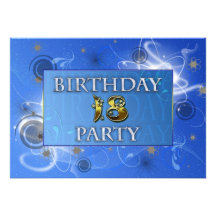 18th Abstract lights Birthday party invitation
