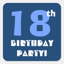 18th Birthday Party Envelope Seal Square Stickers