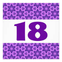 18th Birthday Party Festive Purple Stars Personalised Invitation