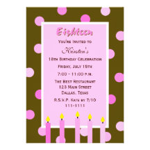 18th Birthday Party Invitation -- Pink Polka Dots