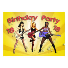 18th Birthday Party invitation with a girl band