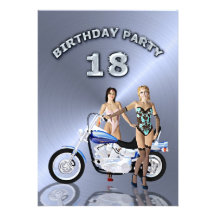 18th Birthday party Invitation with a motorbike
