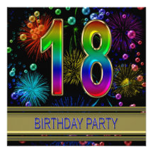 18th Birthday party Invitation with bubbles