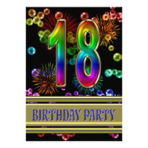 18th Birthday party Invitation with bubbles