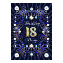 18th birthday party invite with masses of jewels