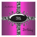 18th Teen Birthday Wild Pink Animal Black 3 Custom Announcements