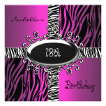 18th Teen Birthday Wild Pink Animal Black 4 Custom Invites
