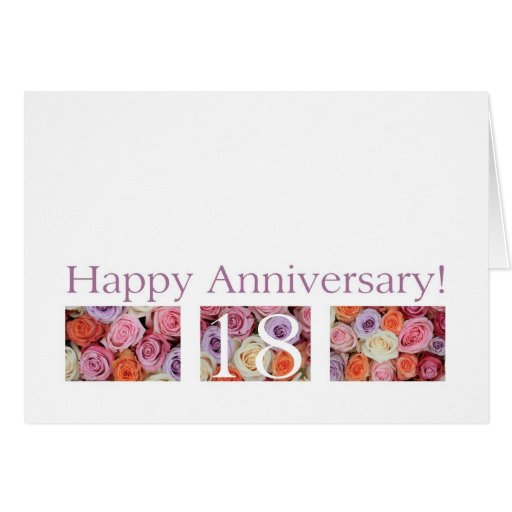 18th Wedding Anniversary Card Pastel Roses Zazzle 1692