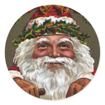 1909 Santa Claus Dangling Gifts Round Stickers