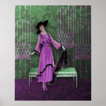 1913 Luxe: Vintage Fashion in Lilac & Mint Poster