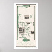 1914 Map, LA to Pasadena Poster