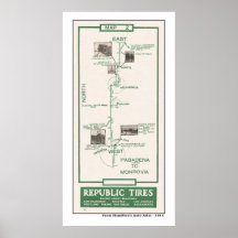 1914 Map, Pasadena to Monrovia Print