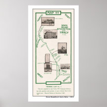 1914 Map, Tracy to Stockton Print