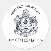 1920 State of Maine Centennial Round Sticker
