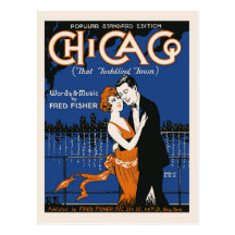 1920s style dancing couple, Chicago music Postcards