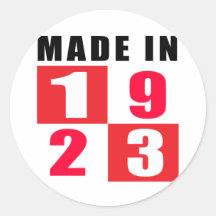 1923 made in designs round sticker