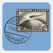 1928 Zepplin Airmail Square Stickers