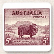 1934 Australian Merino Sheep Beverage Coaster