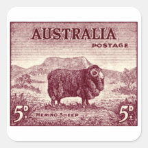 1934 Australian Merino Sheep Square Stickers
